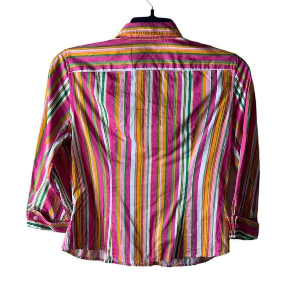 Jones New York Signature Button Up Shirt Womens Large Petite Striped Colorblock - Picture 2 of 9
